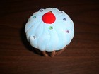 Blue Cupcake Necklaces In Velour Cupcake Gift Box