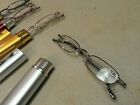 5 X  Reading Glasses Metal Tube With Hard Case Clear Spring Hinge Strength  2 25