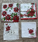 Lot Of  11 Vintage Hankies Beautiful Christmas And Holiday Poinsettia s