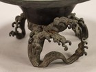 Japanese Bronze Usubata Vase Wave-shaped Legs 7 01inch Lost Wax Cast Meiji Era