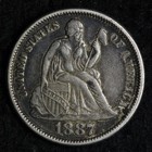 1887 Seated Liberty Silver Dime Love Token Au M f d  E281 Rxca