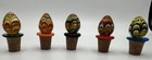 5 Hand Blown Artistic Decorative Multi Colored Glass Cork Wine Stopper Unique