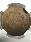 1840 Braided Hair Large Cent Copper Fine Us Coin Small Date 1c Vg Detail Graded 