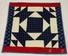 Vintage Antique Patchwork Quilt Table Topper  Triangles  Early Calicos  Navy