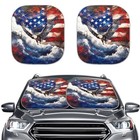 Pattern Auto Front Windshield Sun Shade 2 Pieces Set Eagle American Flag