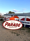Vintage Large Porcelain Parade Oil Gas Gasoline Sign 96x48 Inch 2 Sided Rare 63