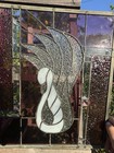Vintage Swan Stained Glass Window Panel 13  Wide X 15  High Signed