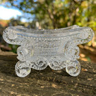 Antique 1830s Lacy Flint Glass Beaded Scroll   Basket Of Flowers Open Salt Bs-3a