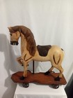Antique Primitive Wooden Horse Childs Pull Toy Leather Saddle 