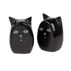 Hand-carved Stone Salt And Pepper Shakers   Black Cat