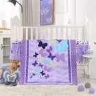3 Piece Mini Crib Bedding Set Butterfly For Baby Girl Purple  Soft  