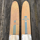 Vintage 1950s Nash Mercury Jr 49  Wooden Water Skis Youth Adjustable Binding Usa