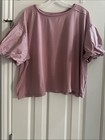 We The Free Blossom Tee Puff Sleeve Top In Dusty Rose Small Boho Oversized Boxy