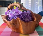 Very Unique Folk Art Hand Carved Burl Wood Bowl basket