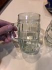 Vintage 4 1 2    Vaseline Colored Depression Era Cube Pattern Glass Mug cup Set 2