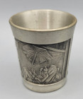 Vintage Rein Zinn Bleifrei Germany Pewter Embossed Shot Glass