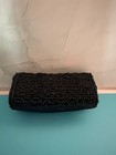 Vintage Stunning Black Hand Beaded Lipstick Case Mirrored  Snap Closure Holder