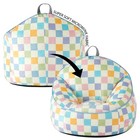 Room Revival Compressed Foam Bean Bag Chair For Kids  Rainbow Checkerboard