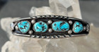 Vintage Native American Navajo Turquoise Gem Sterling Silver Bracelet