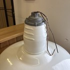 Vintage White Enameled Light Fixture Industrial Farmhouse Barn Lighting             