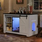 46  Farmhouse Cat Litter Box Enclosure With Sliding Barn Door  White Large Hidde