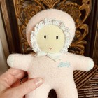 Vintage Eden  Pink Terry Cloth Baby Doll Plush Embroidered Lace Bonnet Lovey 9 