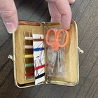 Vintage Travel Sewing Kit Gold Tone Case Compact Purse Repair Mini Set