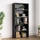 Industrial Wood Open Bookshelf - 5 Storage Shelves  53  Tall  Floor Standing