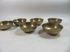 Vintage Indian  south East Asian Engraved Small Brass Bowls X6 10cm W X 3 5cm H