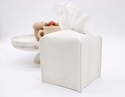 Tissue Box Cover Holder  Square With Bottom Belt By Carrot s Den - Pure White 
