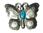 Vintage Native American Navajo Silver   Turquoise Butterfly Pin Brooch  b25 
