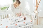6 Pieces Of Crib Bedding Set With Dupont Sorona Fitted Sheet  Sleeping Bag Etc 