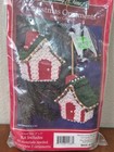 Vintage Christmas-sequins   Beads Ornament Kit  winter Cottage  Set Of 2-new Pkg