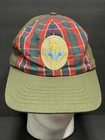 Vintage Boy Scouts Of America Webelos Olive Green Plaid Patch Adjustable Hat M l