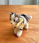 Vintage Steiff 1950s-60s Tabby Cat W  Button   Original Bow 5          8    So Cute 
