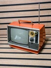 Vintage 1970s Orange Zenith 9  Space Age Portable Tv Pop Art Retro Mcm J092v