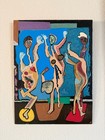 Vintage Mid Century Modern Surrealist Painting Abstract Expressionist Signed Art