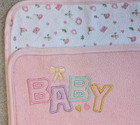Vintage Baby Girl Pink White Floral Blanket Soft Fleece 30x40 Unbranded