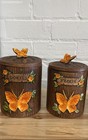 Treasure Craft Vintage Canisters  Orange Butterfly Kitchen Decor  Set Of 5