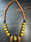 Vintage Nepal Beads Statement Necklace     Old Mixed Beads Strand 22   23 Inches    