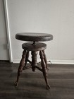 Wood Piano Organ Stool Charles Parker Co Glass Claw Ball Feet Antique
