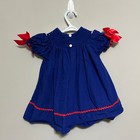 Vintage Baby Toddler Dress Xs Blue Smocked Nativity Scene Embroidery Christmas