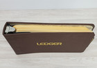 Vtg 3 Column Ledger Account Book 10 X 6 Brown Binder Junk Art Journal Ephemera