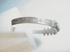 Vintage Navajo Turquoise Sterling Silver Girls Tiny Bracelet Great Stampwork