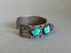 Old Pawn Navajo Sterling Silver And Turquoise Watch Bracelet  58 Grams