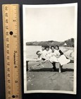 Old Vintage Snapshot Photo Of 5 Lovely Ladies Posed On Each Other At Beach Young
