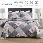 King Size Quilt Bedding Set Grey Quilt Sets Bedspread Reversible Patchwork New