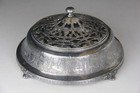 Antique Fs Co  Scenic Pierced Footed Silver Plate Covered Dish