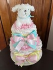 Diaper Cake--pastel  Puppy  Baby Shower Gift  Centerpiece