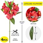 Alstroemeria Silk Flowers 18    Stems Artificial Bouquet Indoor Decoration  4pcs